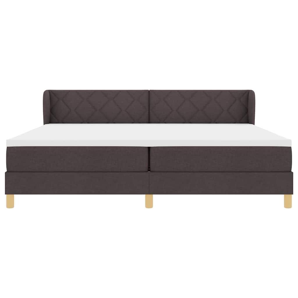 Boks madrasseng med madras creme 90x200 cm stof Mørkebrun