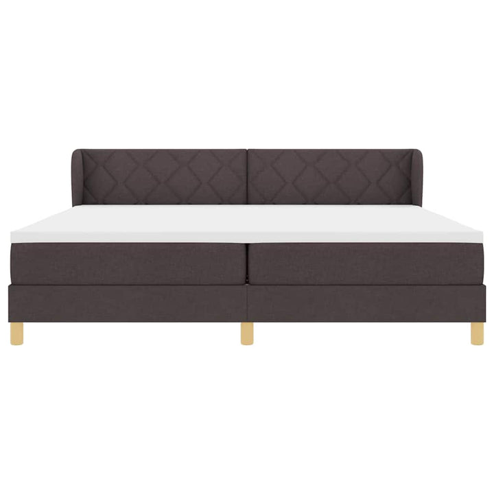 Boks madrasseng med madras creme 90x200 cm stof Mørkebrun