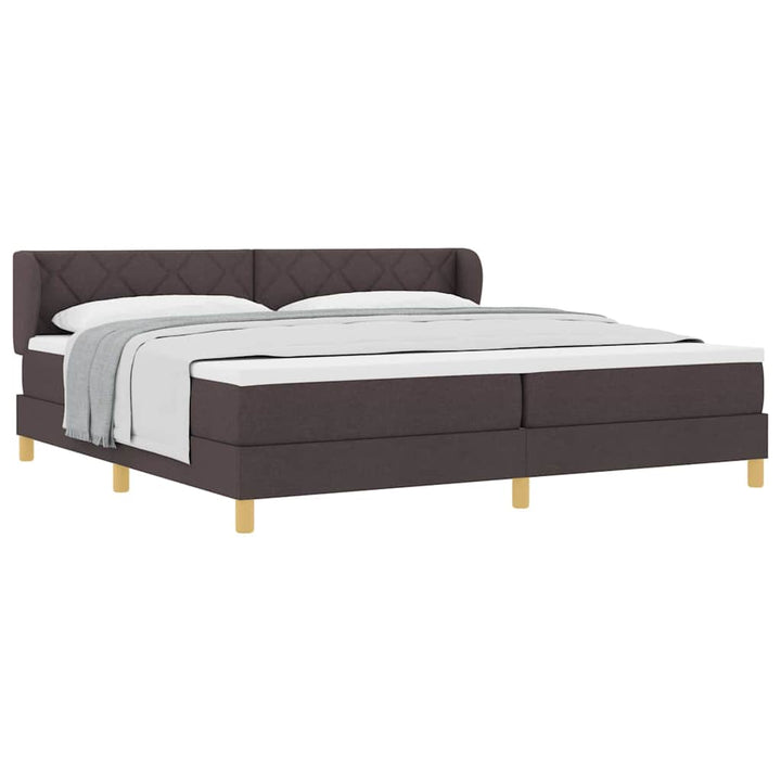 Boks madrasseng med madras creme 90x200 cm stof Mørkebrun