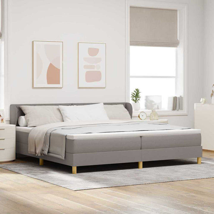 Boks madrasseng med madras creme 90x200 cm stof Gråbrun