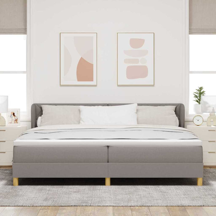 Boks madrasseng med madras creme 90x200 cm stof Gråbrun