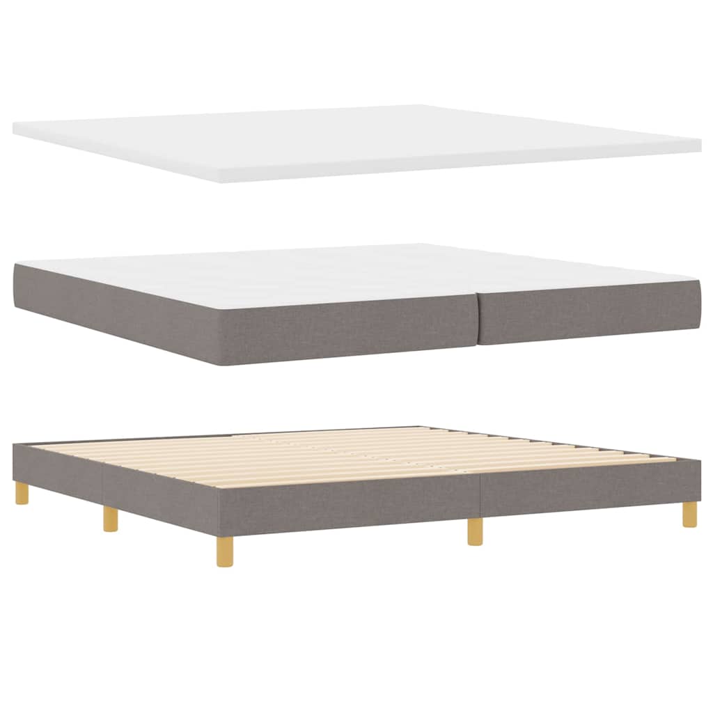 Boks madrasseng med madras creme 90x200 cm stof Gråbrun