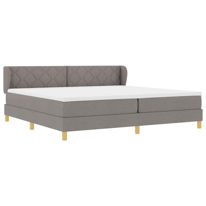 Boks madrasseng med madras creme 90x200 cm stof Gråbrun