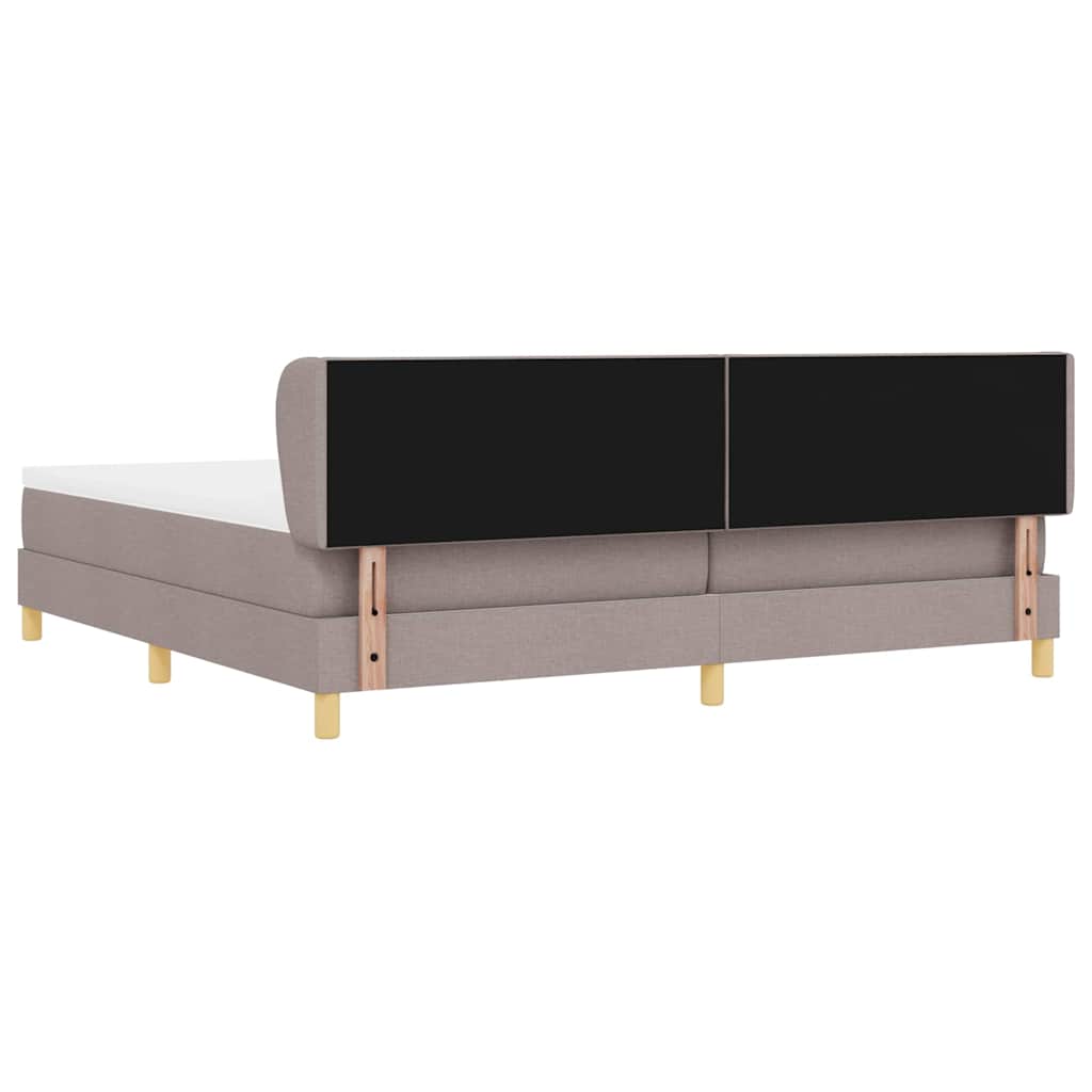 Boks madrasseng med madras creme 90x200 cm stof Gråbrun