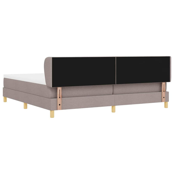 Boks madrasseng med madras creme 90x200 cm stof Gråbrun