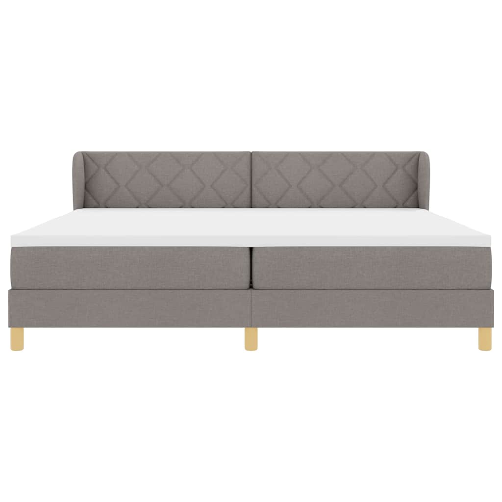 Boks madrasseng med madras creme 90x200 cm stof Gråbrun