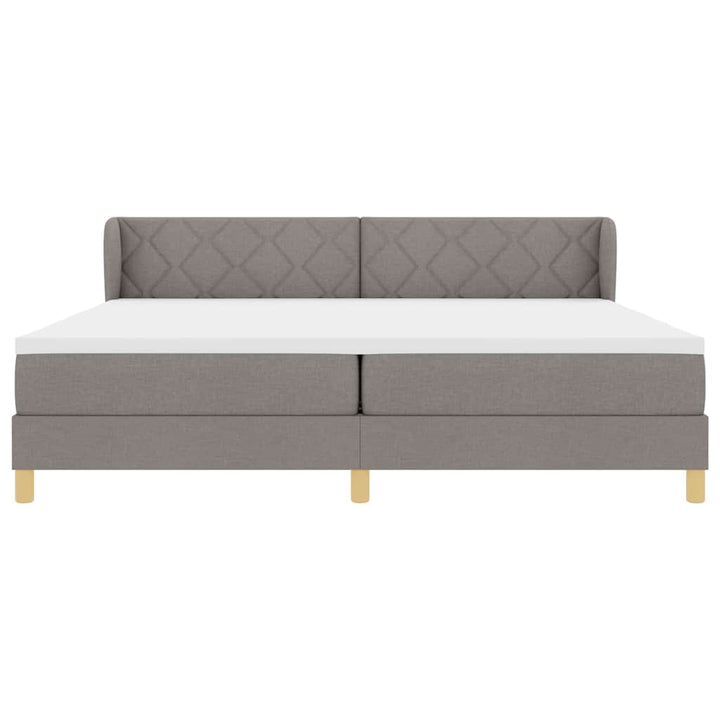 Boks madrasseng med madras creme 90x200 cm stof Gråbrun
