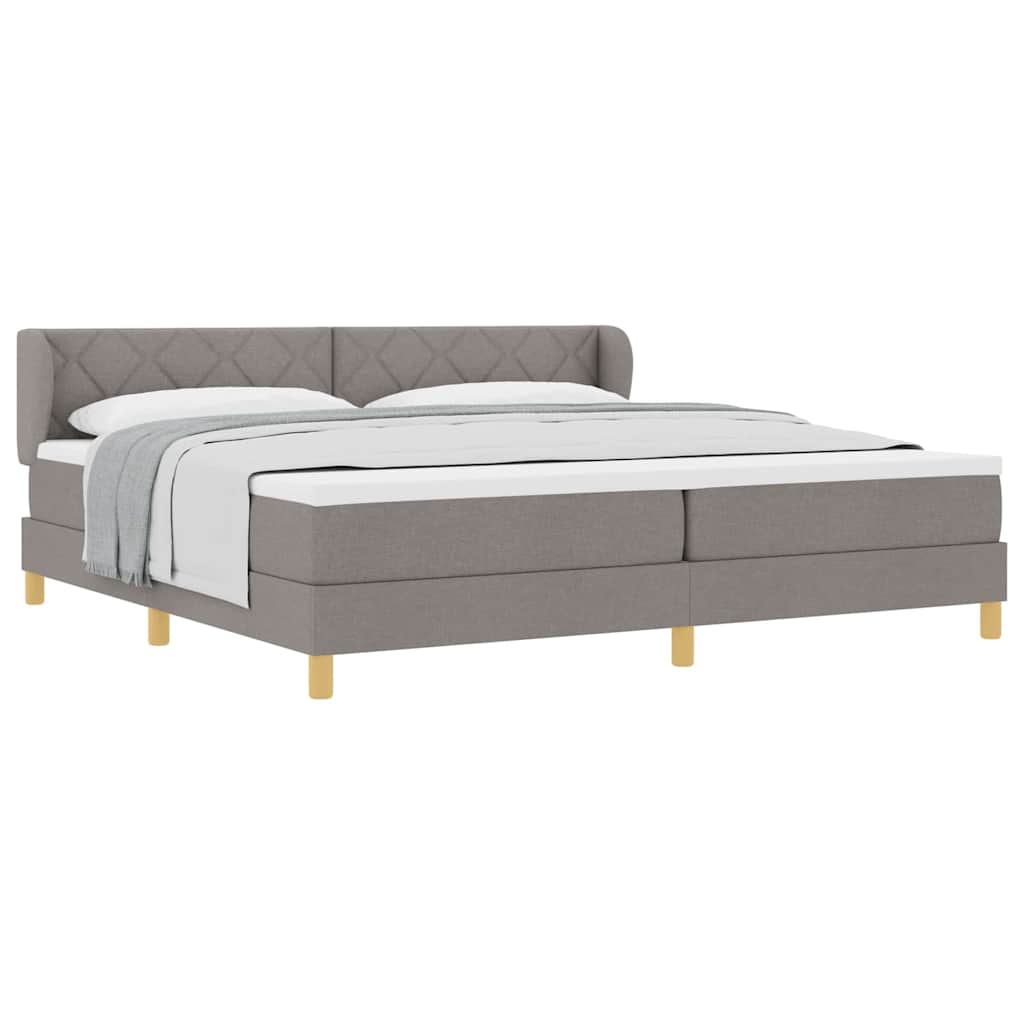 Boks madrasseng med madras creme 90x200 cm stof Gråbrun