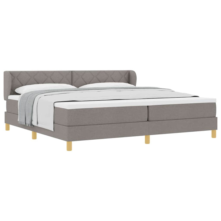 Boks madrasseng med madras creme 90x200 cm stof Gråbrun