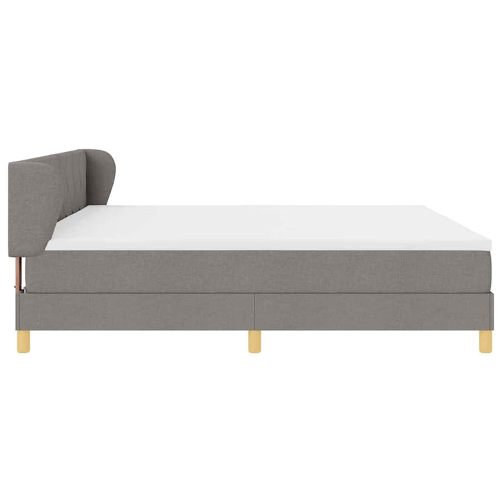 Boks madrasseng med madras creme 90x200 cm stof Gråbrun