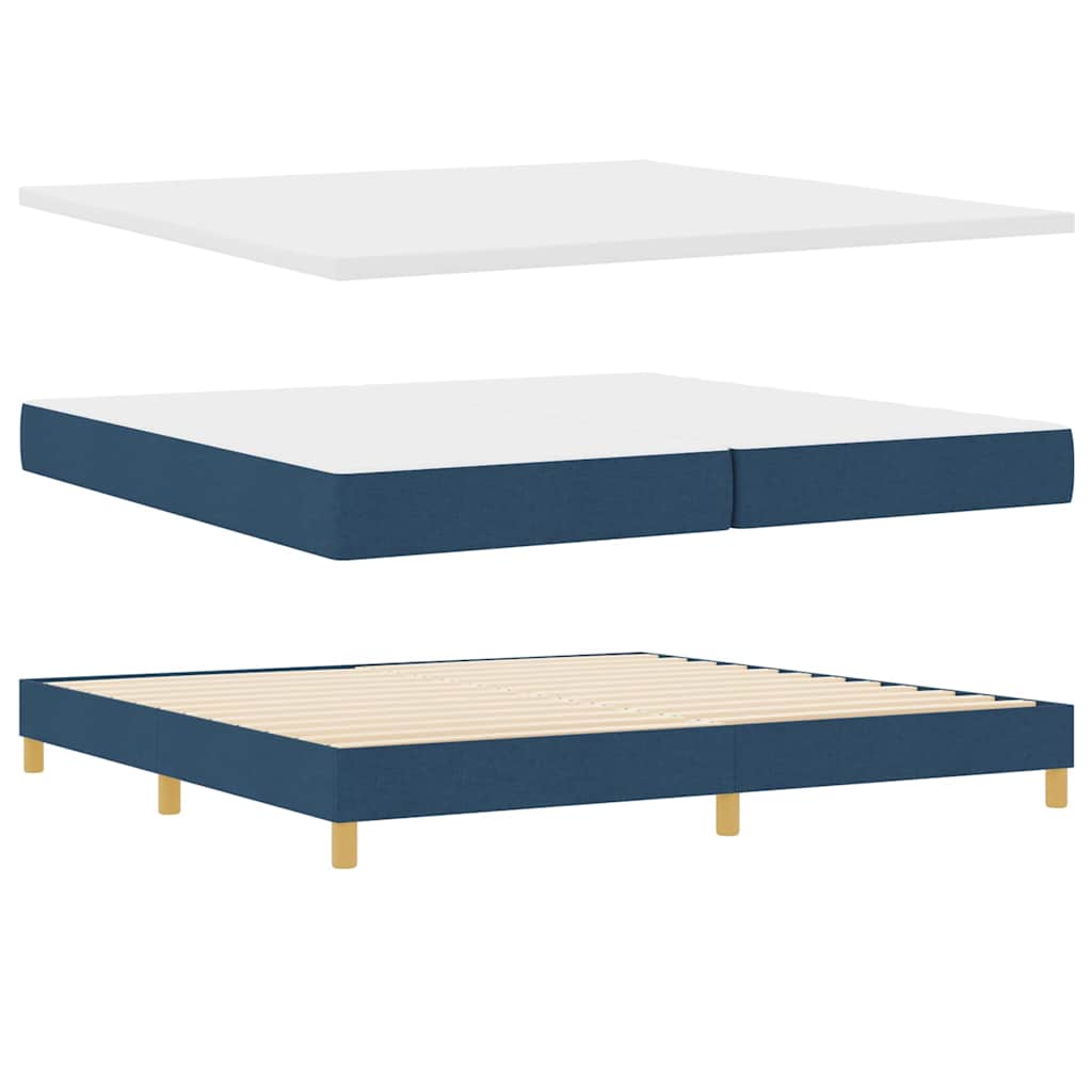 Boks madrasseng med madras creme 90x200 cm stof med madras Blå