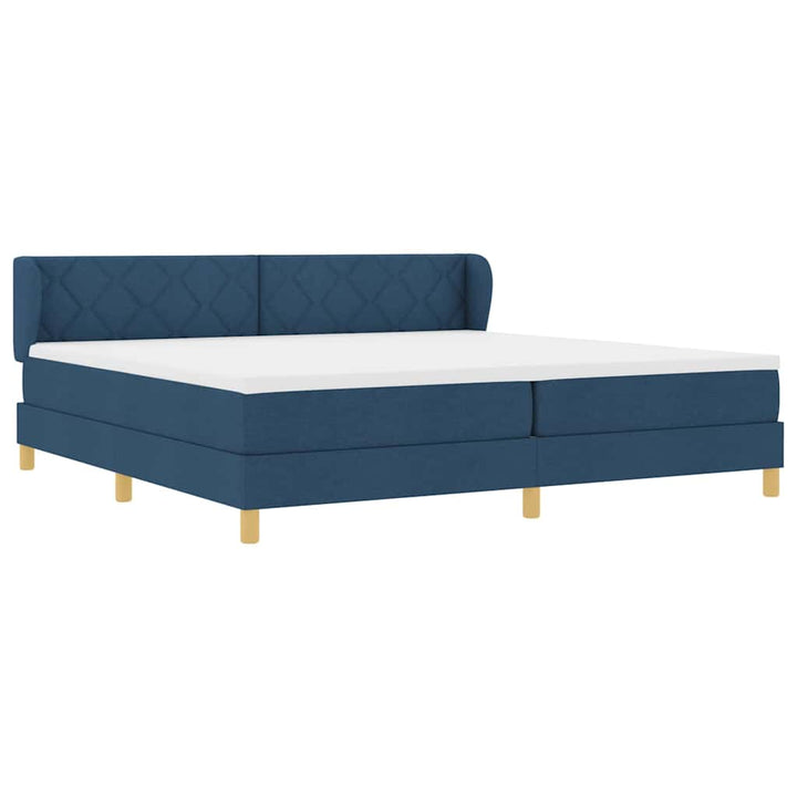 Boks madrasseng med madras creme 90x200 cm stof med madras Blå