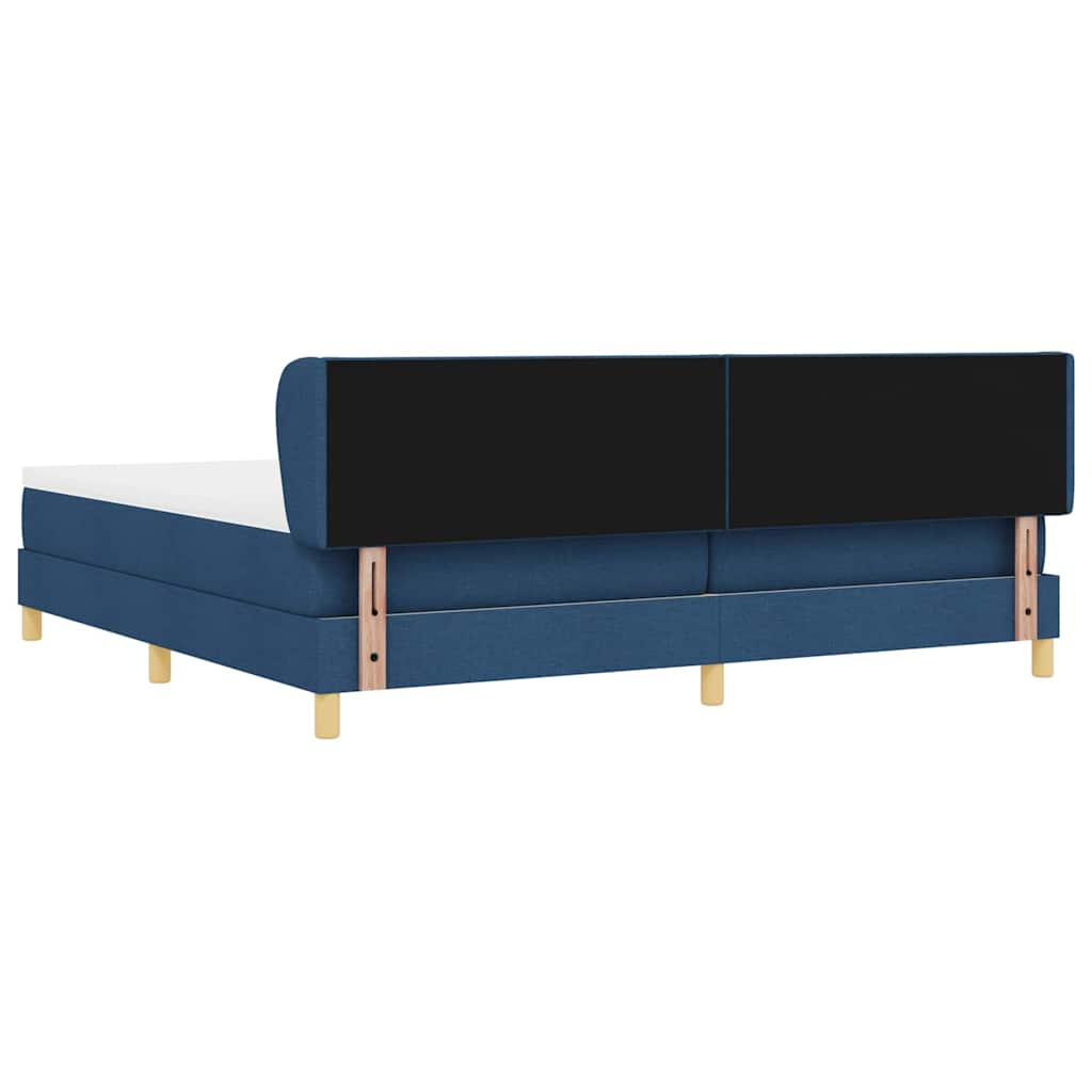 Boks madrasseng med madras creme 90x200 cm stof med madras Blå
