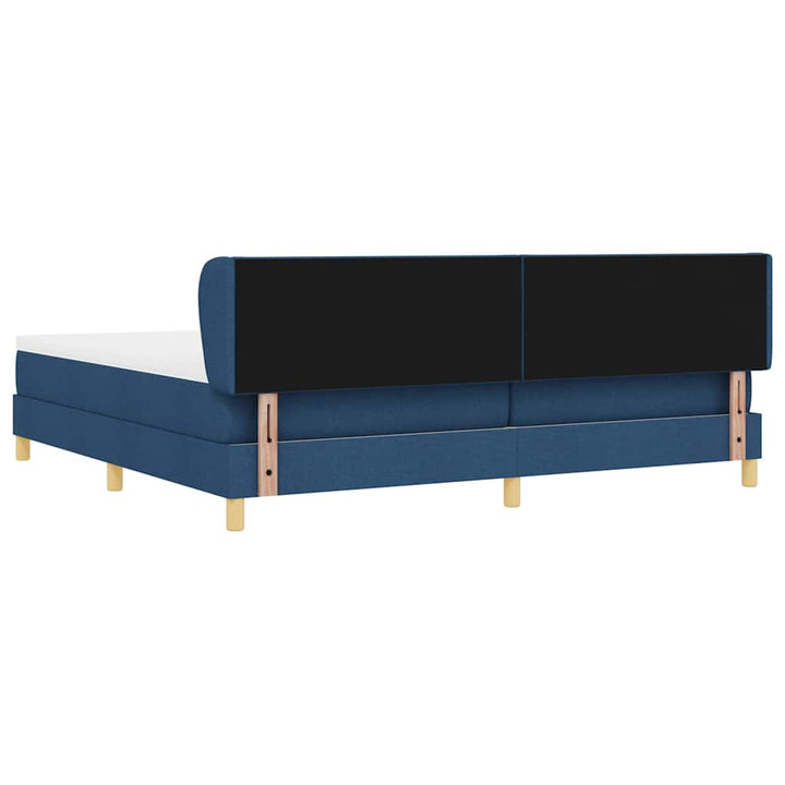 Boks madrasseng med madras creme 90x200 cm stof med madras Blå