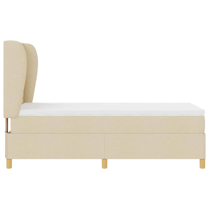 Boks-madras seng med madras Mørkegrå 90x190 cm Stof Creme