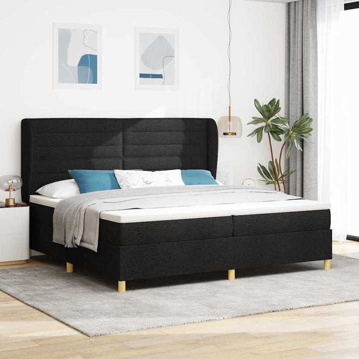 Boks-madras seng med madras Mørkegrå 90x190 cm Stof Sort
