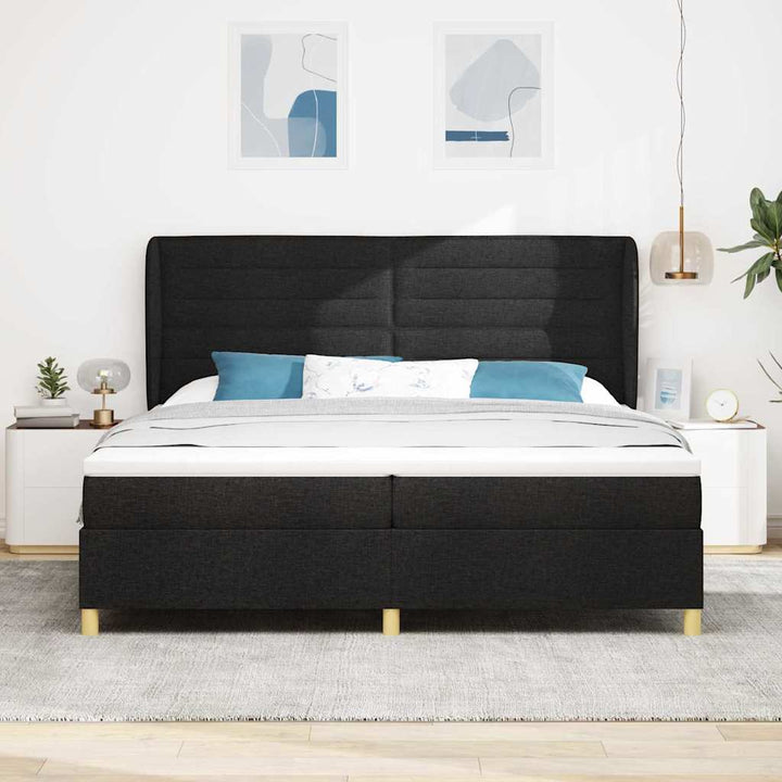 Boks-madras seng med madras Mørkegrå 90x190 cm Stof Sort