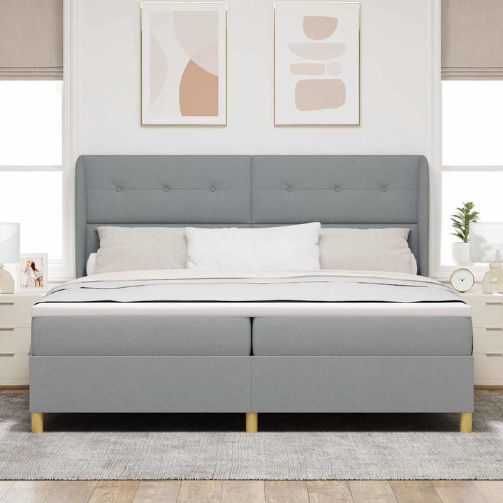 Boks-madras seng med madras Mørkegrå 90x190 cm Stof Lysegrå