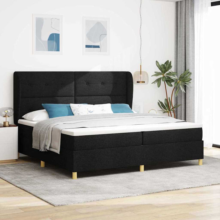 Boks-madras seng med madras Mørkegrå 90x190 cm Stof Sort