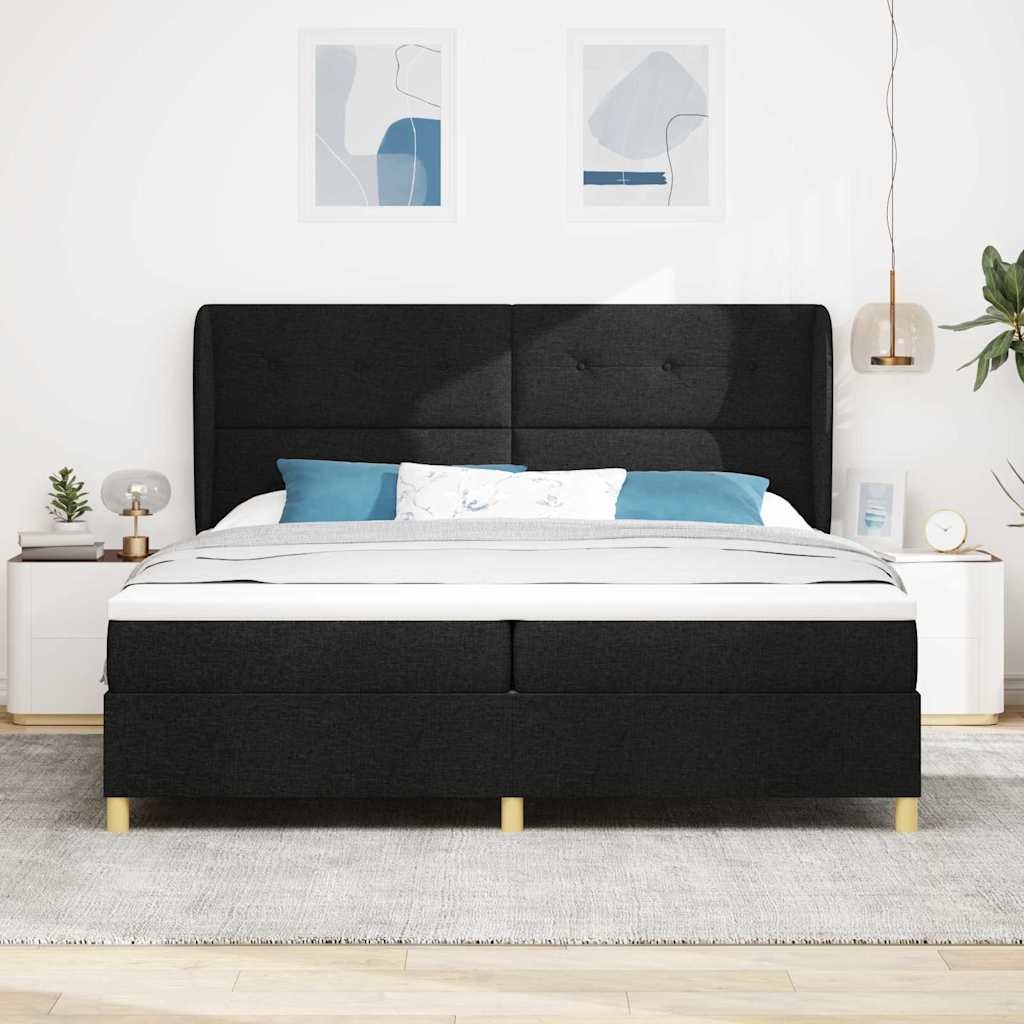 Boks-madras seng med madras Mørkegrå 90x190 cm Stof Sort
