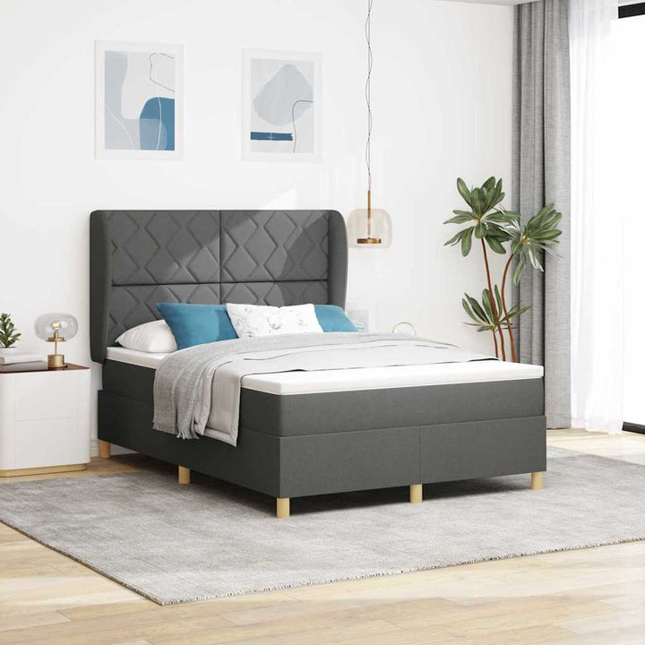 Boks-madras seng med madras Mørkegrå 90x190 cm Stof Mørkegrå