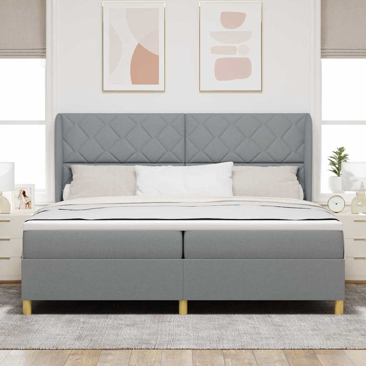 Boks-madras seng med madras Mørkegrå 90x190 cm Stof Lysegrå