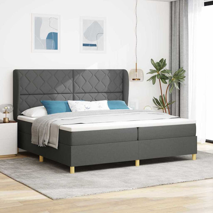 Boks-madras seng med madras Mørkegrå 90x190 cm Stof Mørkegrå