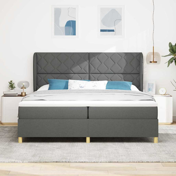 Boks-madras seng med madras Mørkegrå 90x190 cm Stof Mørkegrå