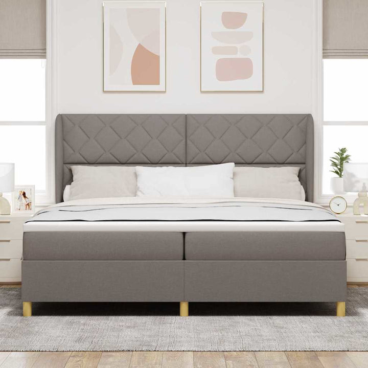 Boks-madras seng med madras Mørkegrå 90x190 cm Stof Gråbrun