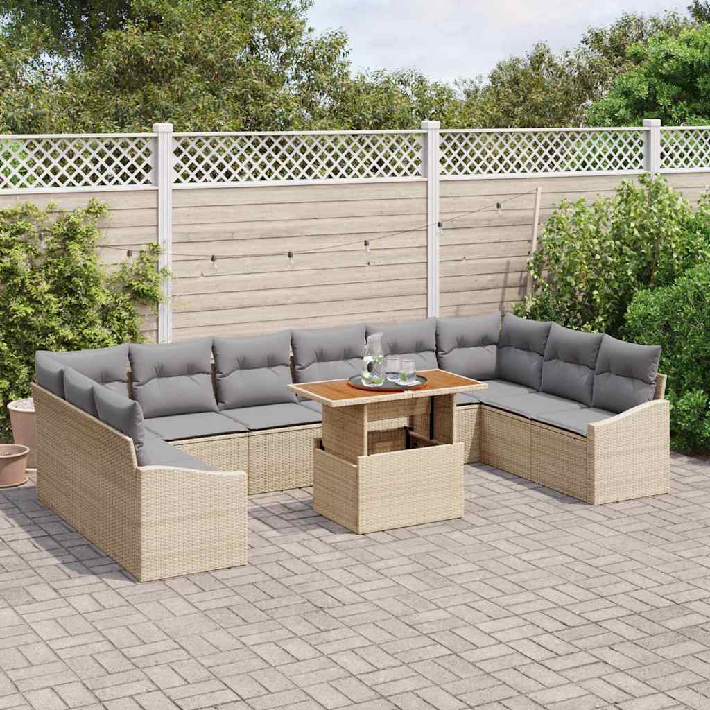 Have Spisebordssæt 11 pcs Beige og grå 100 x 55 x 73 cm