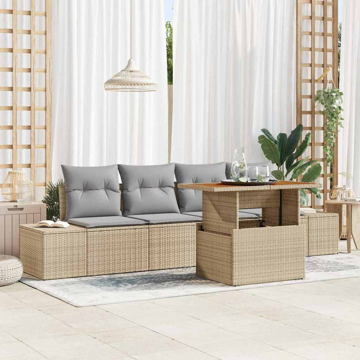 Have Spisebordssæt med pude 5 pcs Beige og grå 100 x 55 x 73 cm