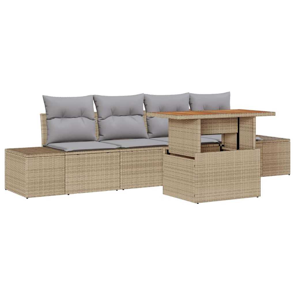 Have Spisebordssæt med pude 5 pcs Beige og grå 100 x 55 x 73 cm