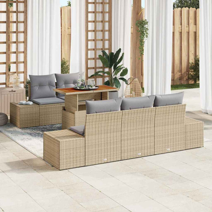 Have Spisebordssæt med pude 6 pcs Beige og grå 100 x 55 x 73 cm