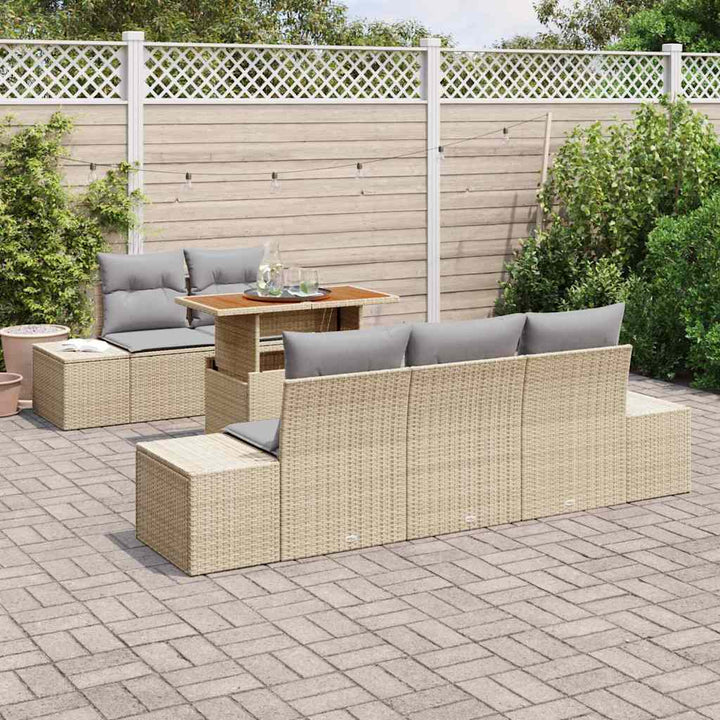 Have Spisebordssæt med pude 6 pcs Beige og grå 100 x 55 x 73 cm