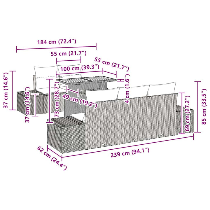 Have Spisebordssæt 6 pcs Beige og creme 100 x 55 x 73 cm