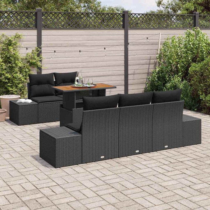 Have Spisebordssæt 6 pcs Sort og Brunt 100 x 55 x 73 cm