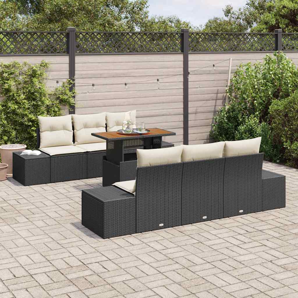 Have Spisebordssæt 7 pcs Sort og Cream 100 x 55 x 73 cm