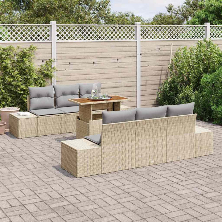 Have Spisebordssæt med pude 7 pcs Beige og grå 100 x 55 x 73 cm