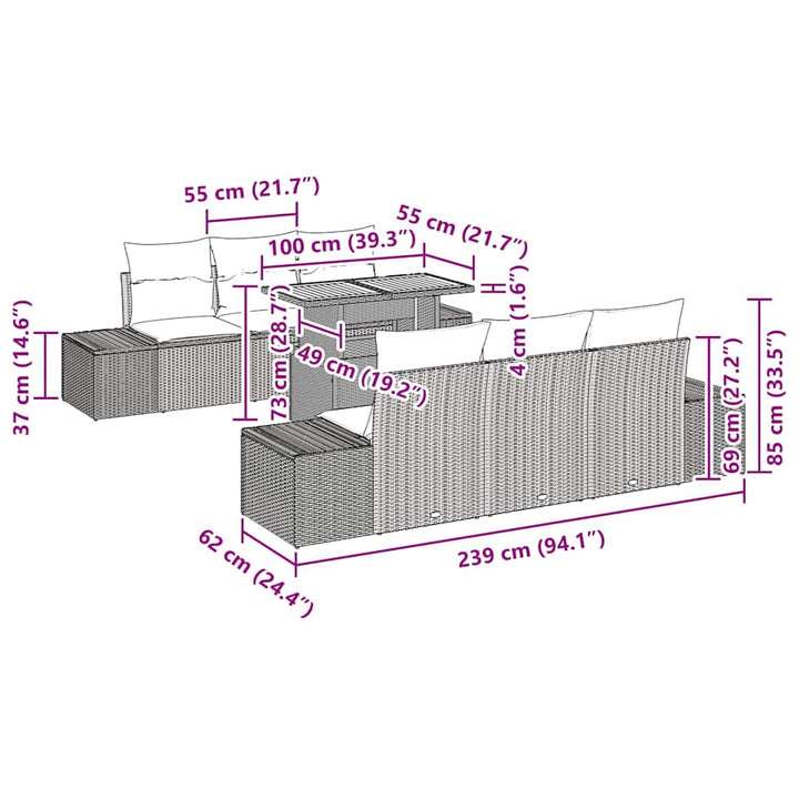 Have Spisebordssæt 7 pcs Sort og Brunt 100 x 55 x 73 cm