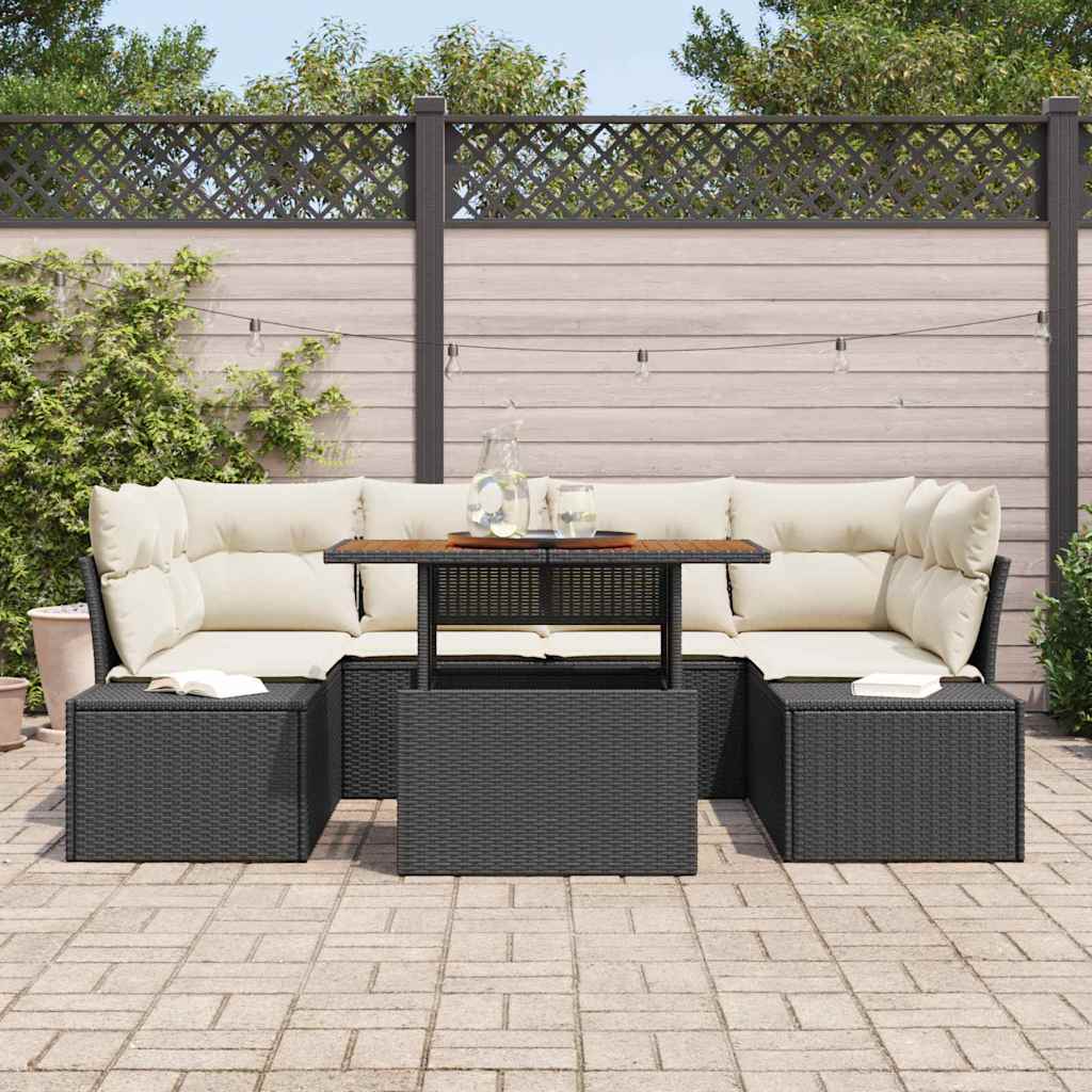 Have Spisebordssæt 7 pcs Sort og Cream 100 x 55 x 73 cm