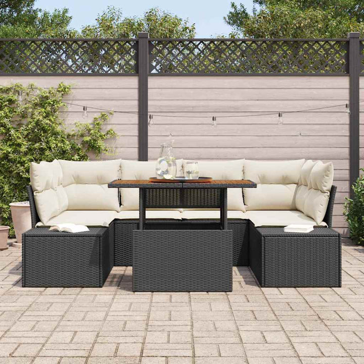 Have Spisebordssæt 7 pcs Sort og Cream 100 x 55 x 73 cm