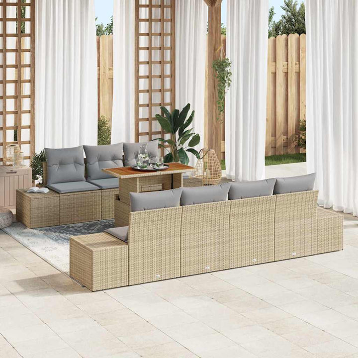 Have Spisebordssæt med pude 8 pcs Beige og grå 100 x 55 x 73 cm