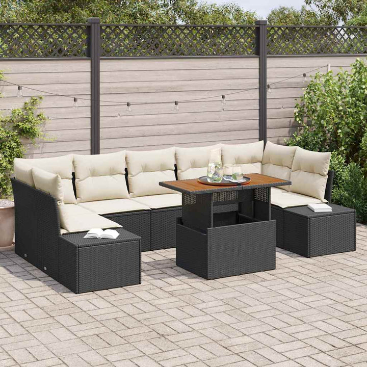 Have Spisebordssæt 8 pcs Sort og Cream 100 x 55 x 73 cm