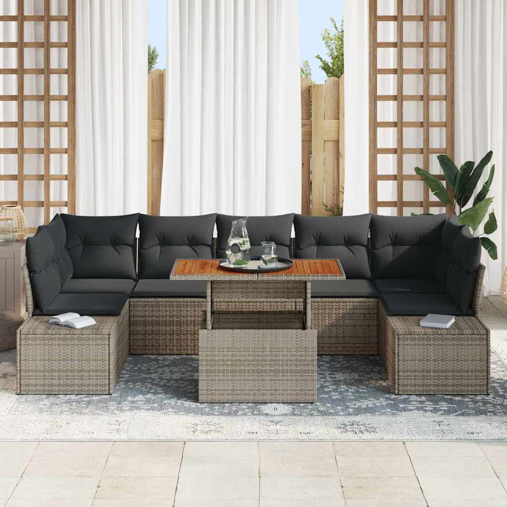 Have Spisebordssæt med pude 8 pcs Grå og Brun 100 x 55 x 73 cm