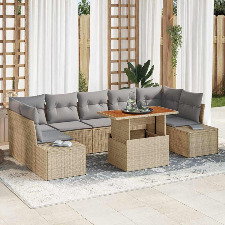 Have Spisebordssæt med pude 8 pcs Beige og grå 100 x 55 x 73 cm