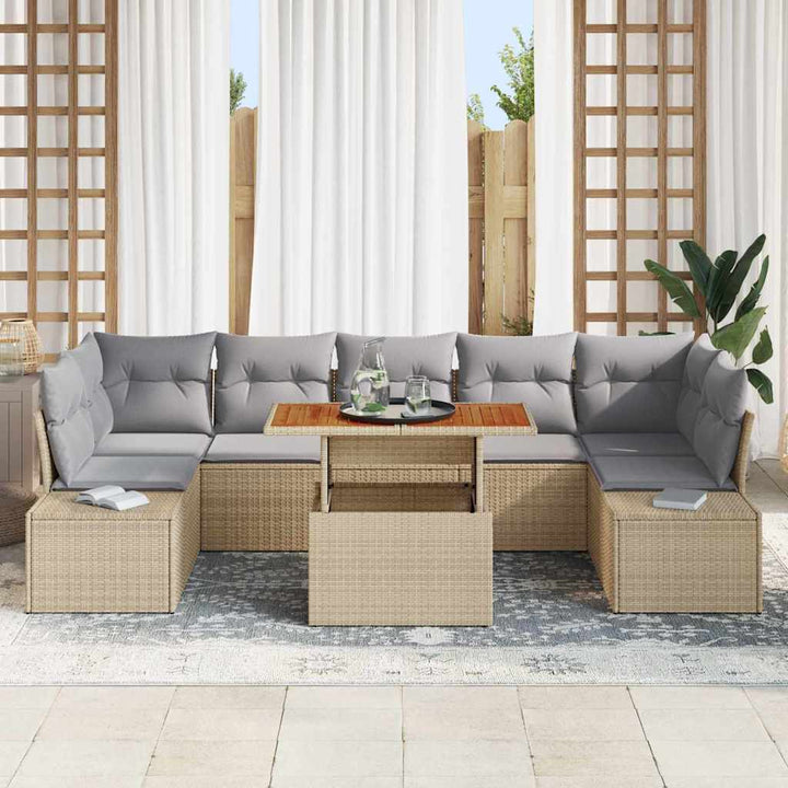 Have Spisebordssæt med pude 8 pcs Beige og grå 100 x 55 x 73 cm