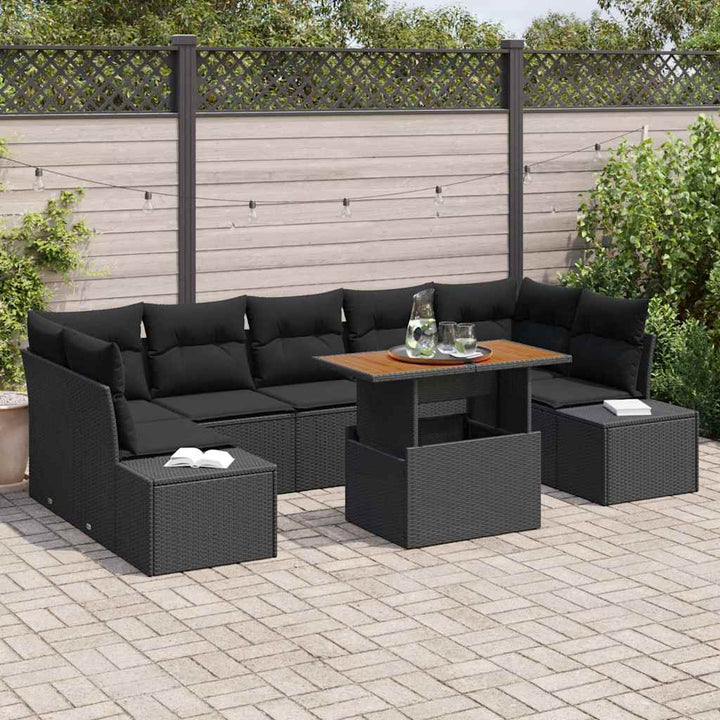 Have Spisebordssæt 8 pcs Sort og Brunt 100 x 55 x 73 cm