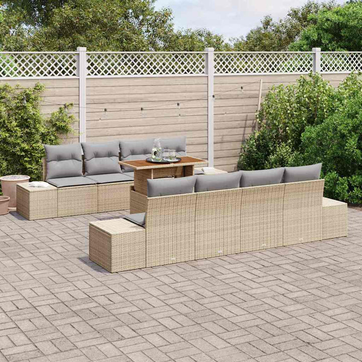Have Spisebordssæt med pude 9 pcs Beige og grå 100 x 55 x 73 cm