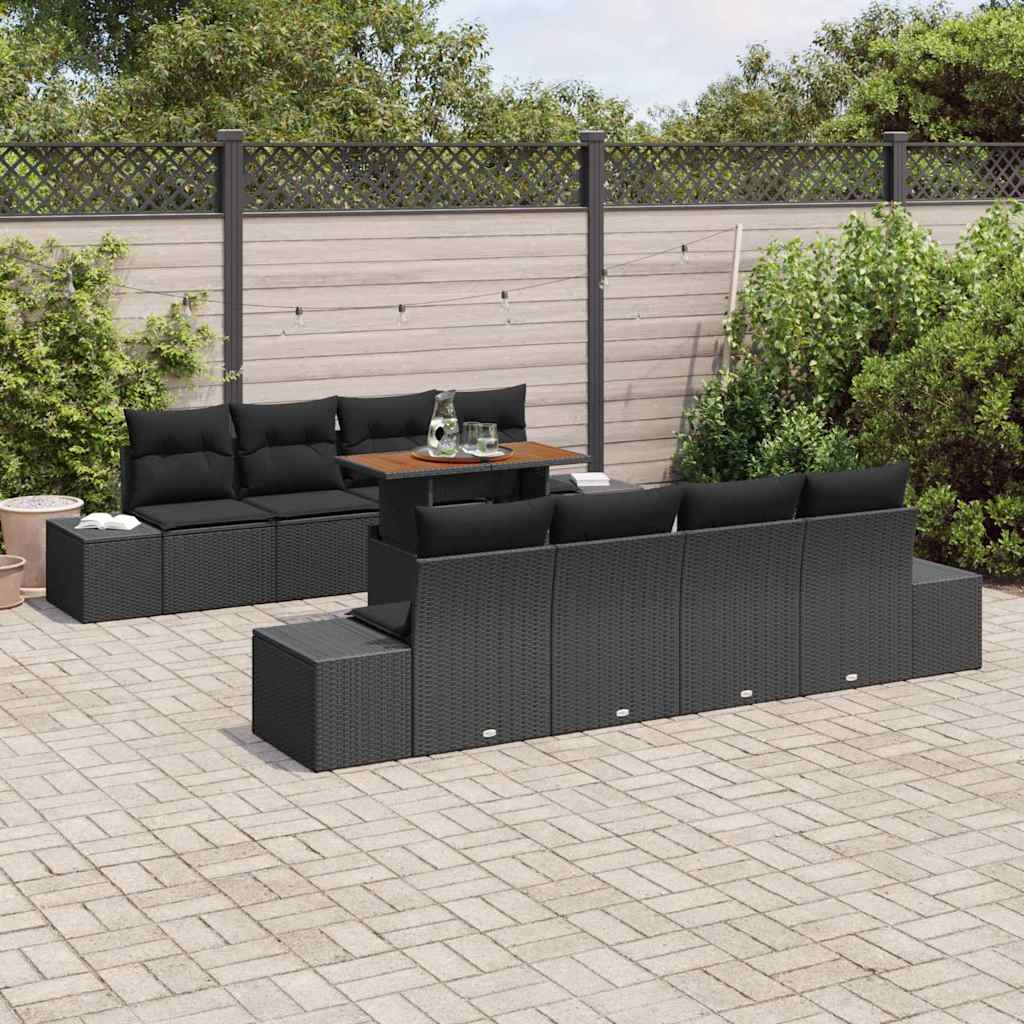 Have Spisebordssæt 9 pcs Sort og Brunt 100 x 55 x 73 cm