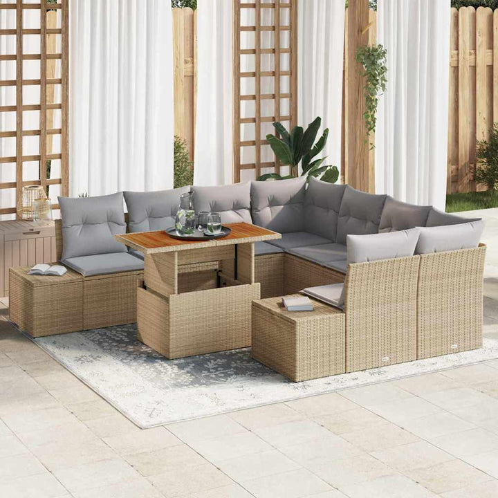 Have Spisebordssæt med pude 9 pcs Beige og grå 100 x 55 x 73 cm